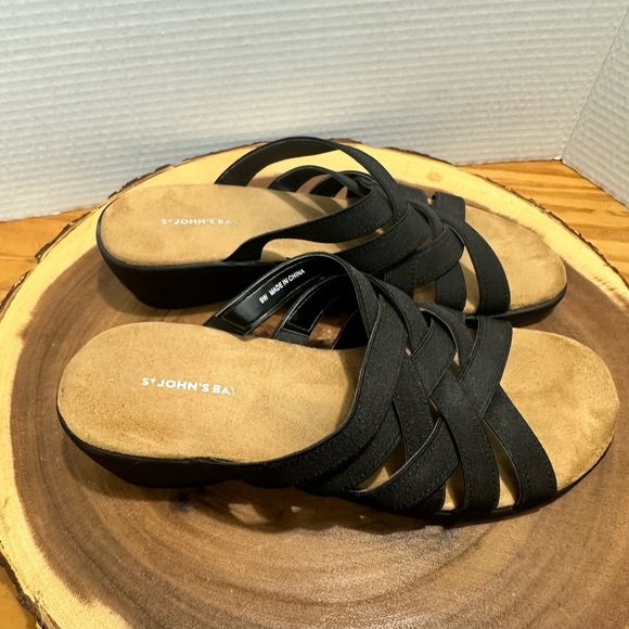 St. John's Bay Sz 9 W Black Slide Synthetic Women Sandals - Picture 2 of 6